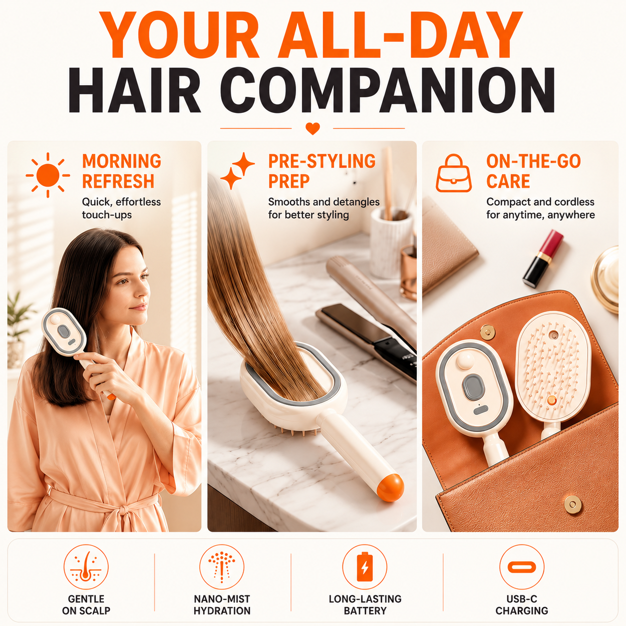AuraMist™ 3-in-1 Steaming Brush