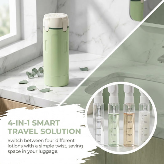 QuadraFlow™ 4-in-1 Travel Bottle – Leakproof, TSA-Ready