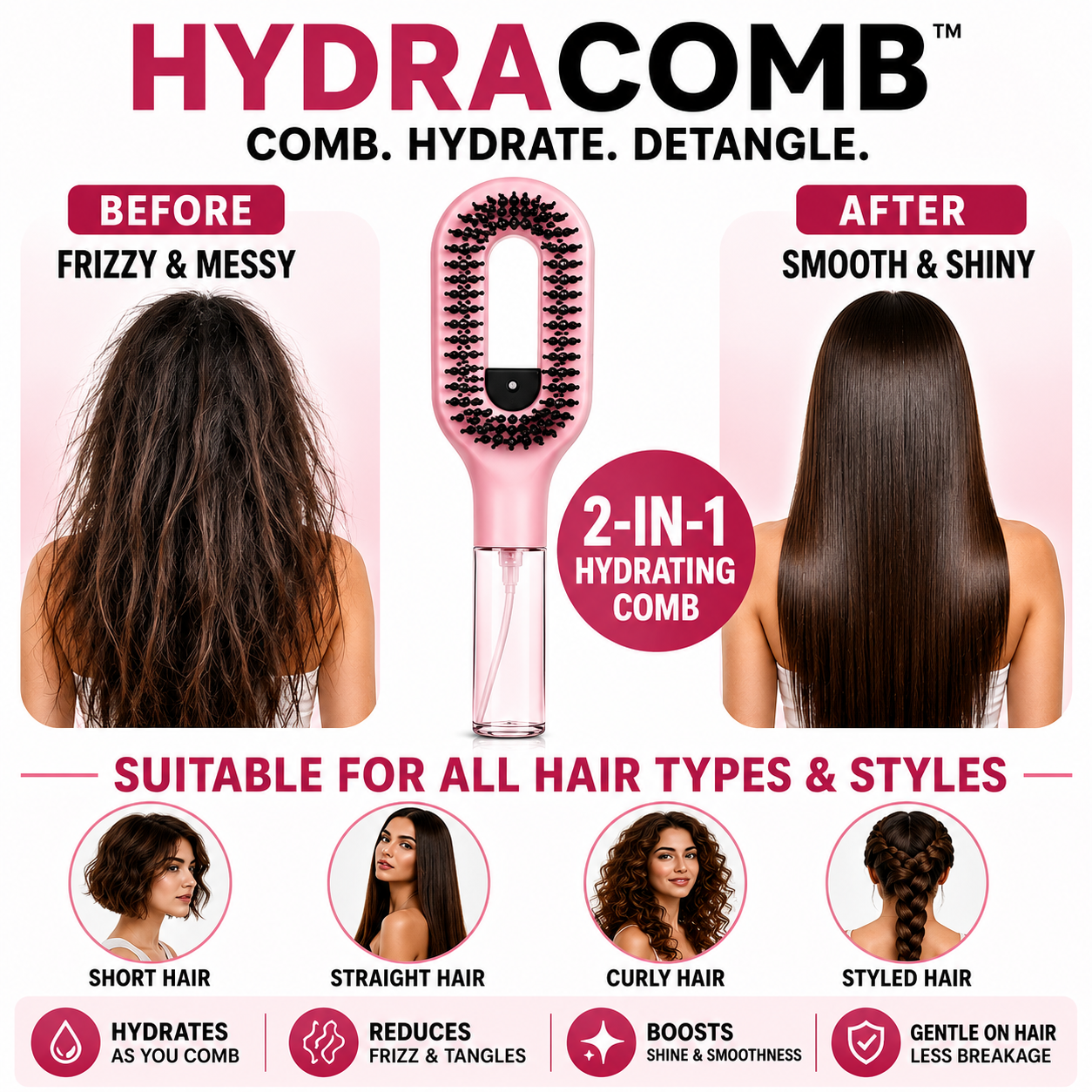 HydraComb™ 2-in-1 Hydrating Brush