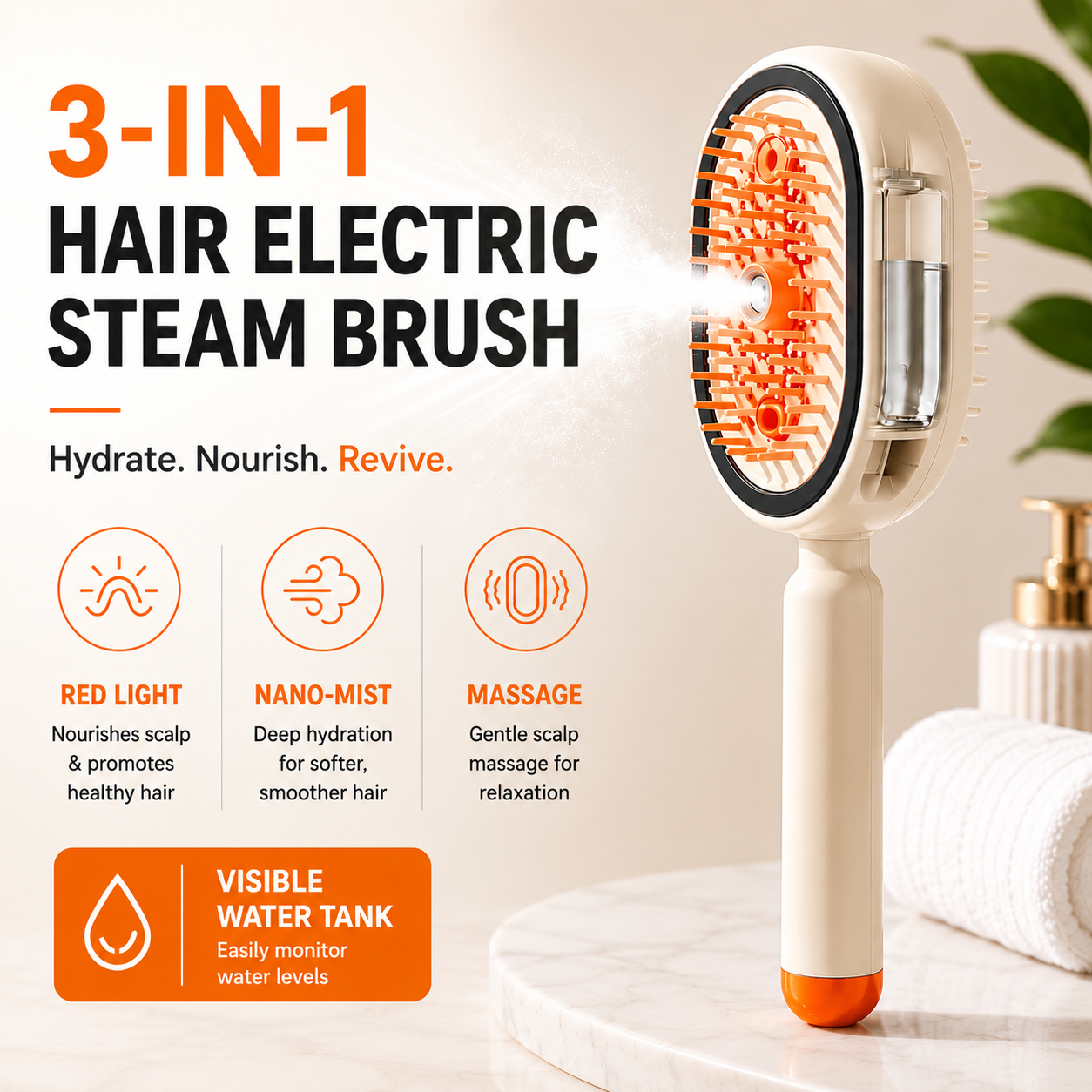 AuraMist™ 3-in-1 Steaming Brush