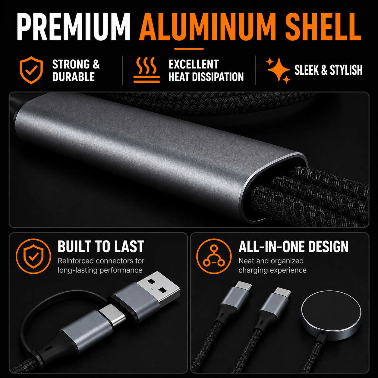 Aveli TriLink™ 100W Charging Cable + Watch Charger