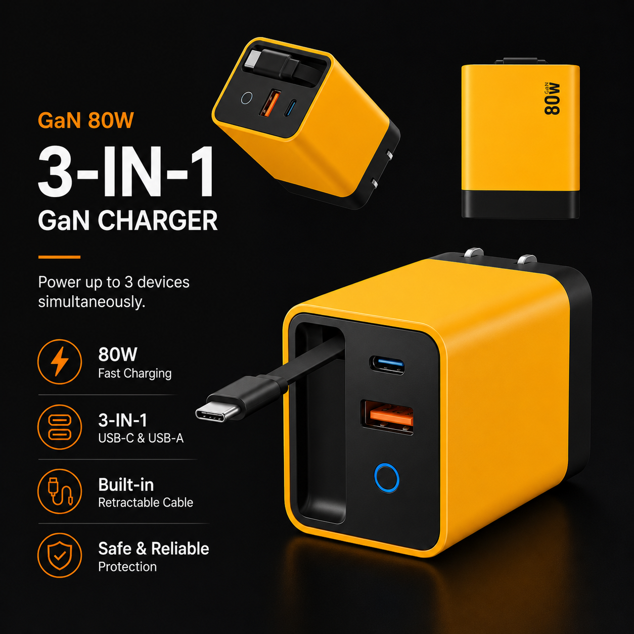 Aveli Pulse™ - 80W Fast Charging Adapter