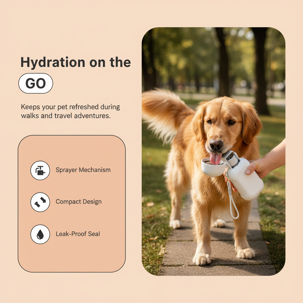 2-in-1 Folding Dog Water Bottle & Food Cup with Pump Dispenser