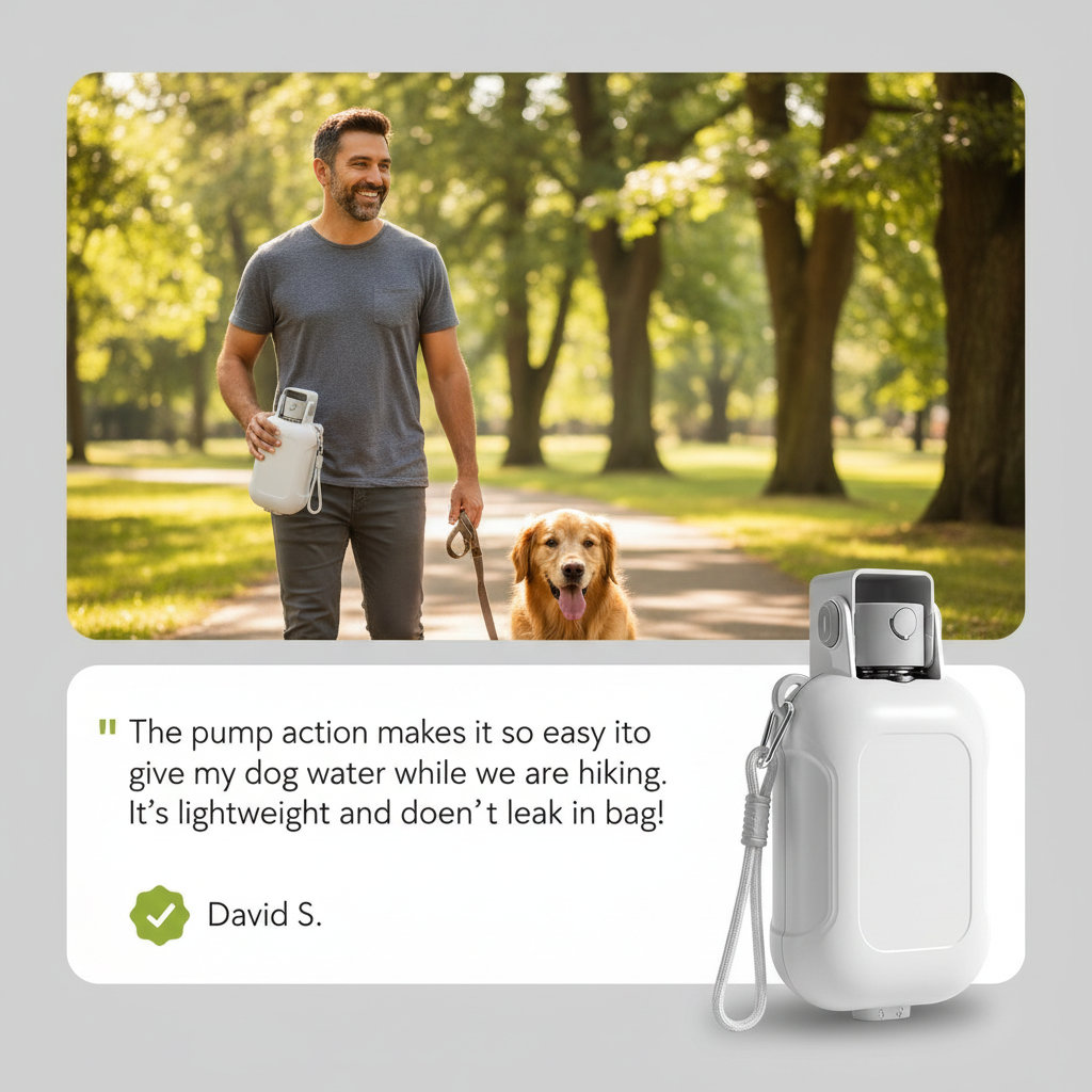 2-in-1 Folding Dog Water Bottle & Food Cup with Pump Dispenser