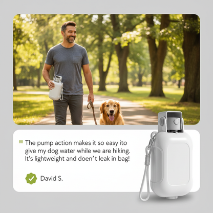 2-in-1 Folding Dog Water Bottle & Food Cup with Pump Dispenser