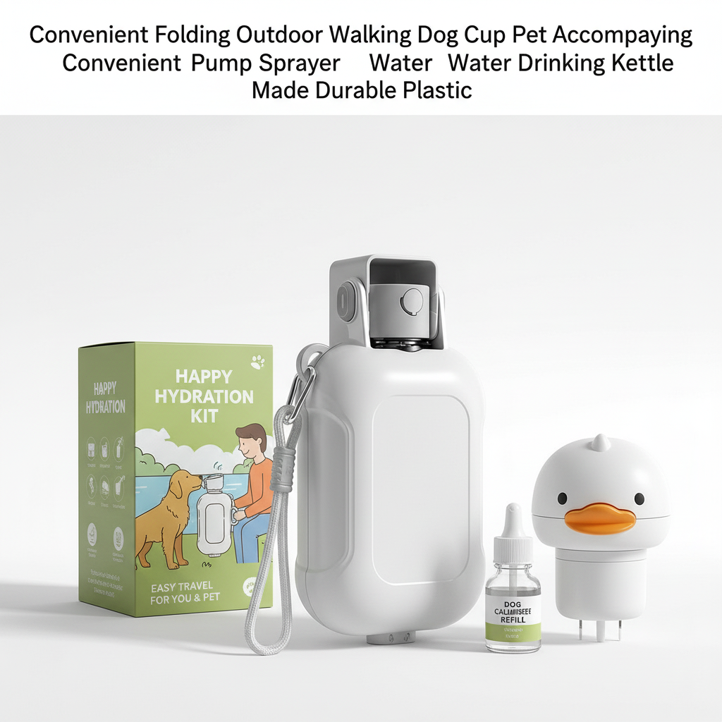 2-in-1 Folding Dog Water Bottle & Food Cup with Pump Dispenser